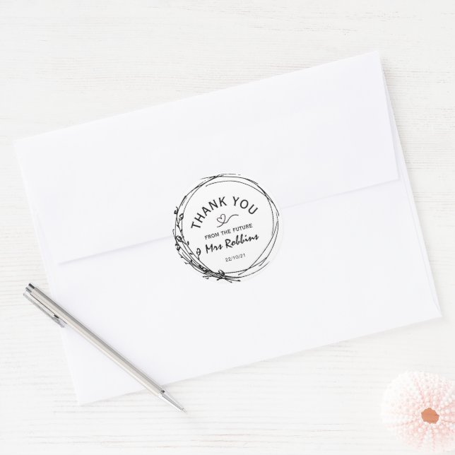Rustic Flower Bridal Shower Thank You Favour Classic Round Sticker (Envelope)
