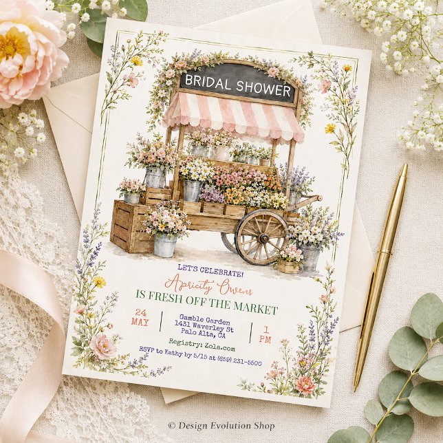 Rustic Flower Cart Bridal Shower Invitation (Creator Uploaded)