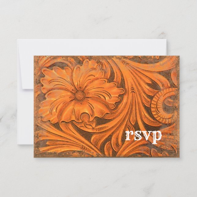 Rustic Flower Country Western Wedding RSVP Card (Front)