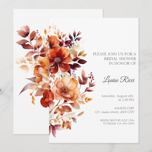 Rustic Flower Fall Bridal Shower Invitation (Front/Back)
