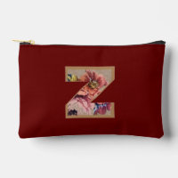 Rustic Flower Initial Z Burgundy