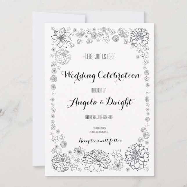 Rustic Flower Wedding Invitation (Front)