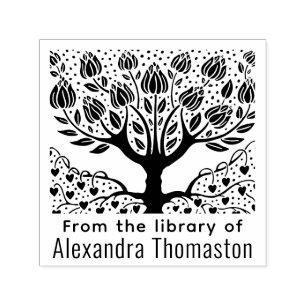 Rustic Flowering Tree, Heart Roots #2 Library Book Self-inking Stamp