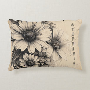 Rustic Flowers and Butterfly - Aged Paper (11) Decorative Cushion