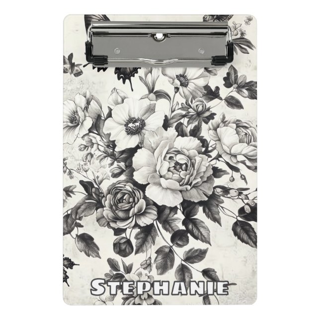Rustic Flowers and Butterfly - Aged Paper (3) Mini Clipboard (Front)