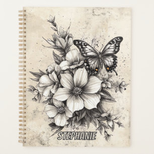 Rustic Flowers and Butterfly - Aged Paper (5) Planner