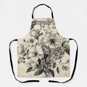 Rustic Flowers and Butterfly - Aged Paper (8) Apron
