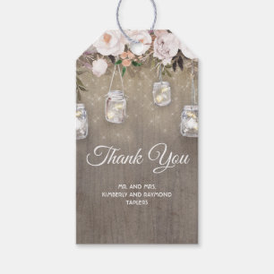 Rustic Flowers and Mason Jar Lights Wedding Gift Tags