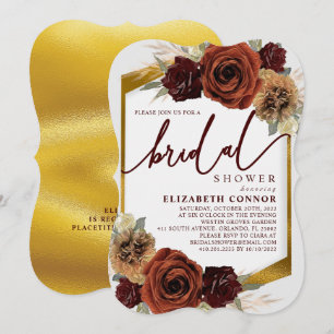 Rustic Flowers and Pampas Grass Bridal Shower Invitation