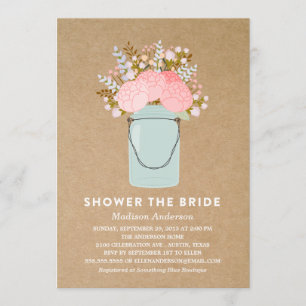 RUSTIC FLOWERS    BRIDAL SHOWER INVITATION