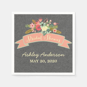 Rustic Flowers Bridal Shower Paper Napkins