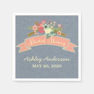 Rustic Flowers Bridal Shower Paper Napkins