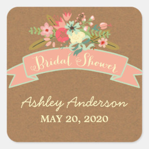 Rustic Flowers   Bridal Shower Sticker