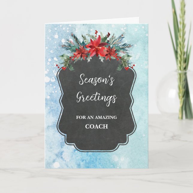 Rustic Flowers Coach Christmas Holiday Card (Front)