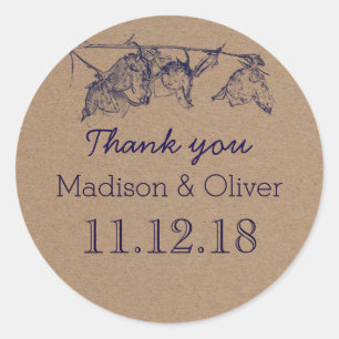 Rustic Flowers Country Wedding Thank You Classic Round Sticker