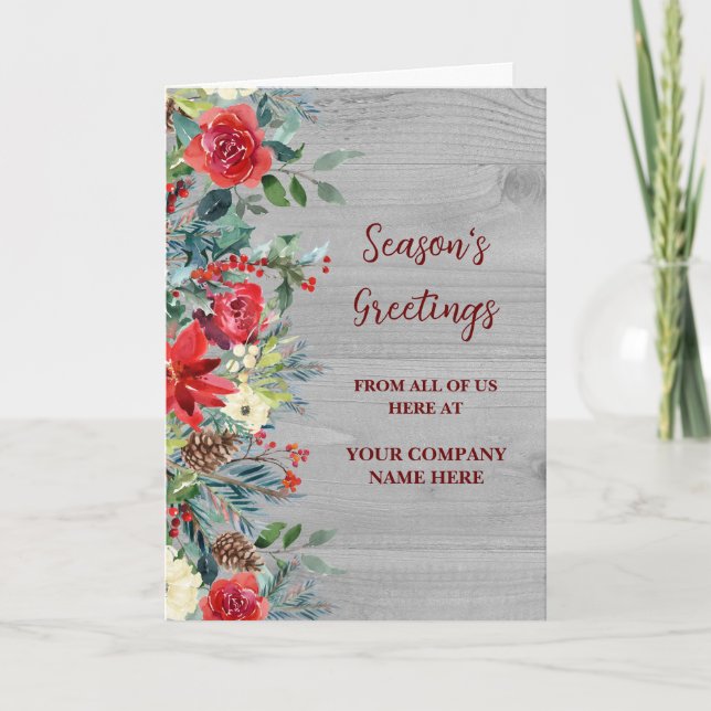 Rustic Flowers Customer Christmas Holiday Card (Front)
