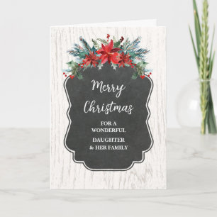 Rustic Flowers Daughter & Family Merry Christmas Card