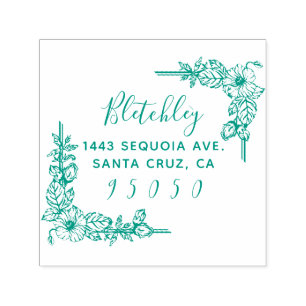 Rustic Flowers & Elegant Script Return Address Self-inking Stamp