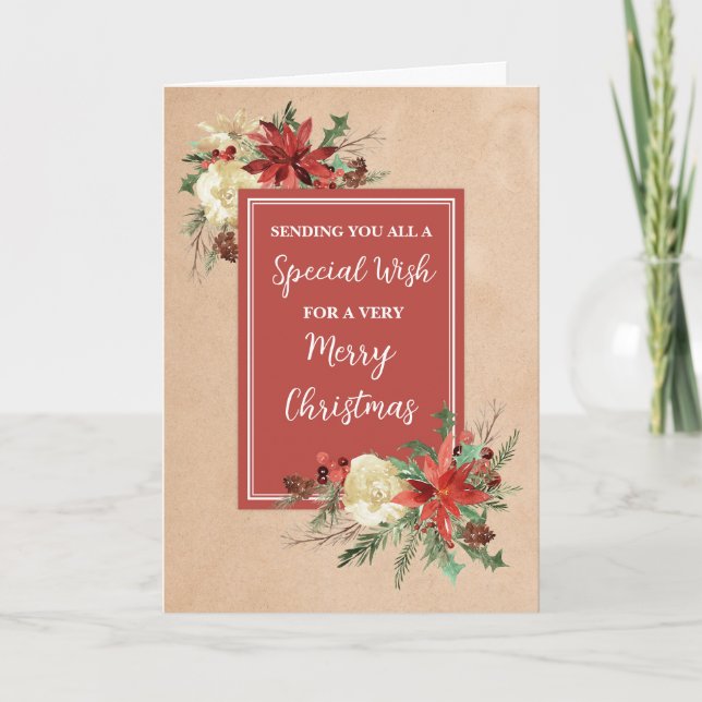 Rustic Flowers For Group Christmas Holiday Card (Front)