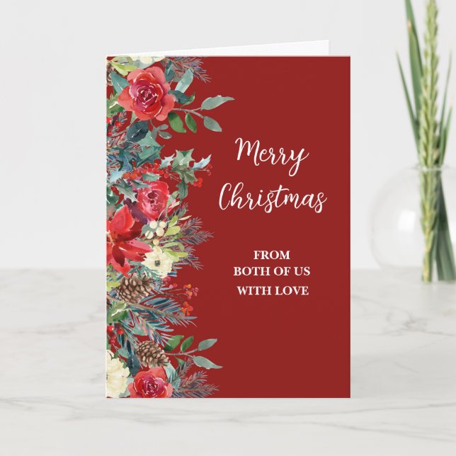Rustic Flowers From Couple Christmas Holiday Card (Front)
