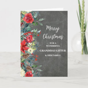 Rustic Flowers Granddaughter & Family Christmas Card