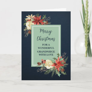 Rustic Flowers Grandniece Merry Christmas Card