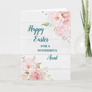 Rustic Flowers Happy Easter Aunt Holiday Card