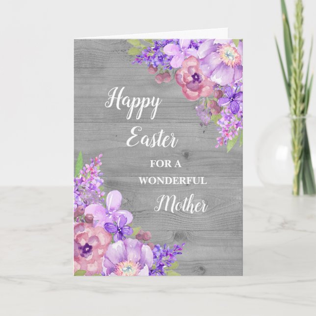 Rustic Flowers Happy Easter Mother Holiday Card (Front)