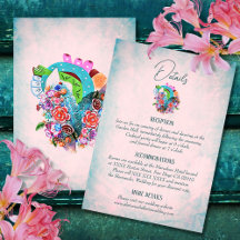 Rustic Flowers Heart Mexican Wedding Details Card