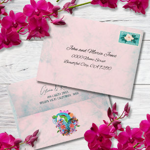 Rustic Flowers Heart Mexican Wedding Invitation Envelope
