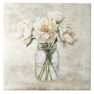 Rustic Flowers in Vintage Jar Tile