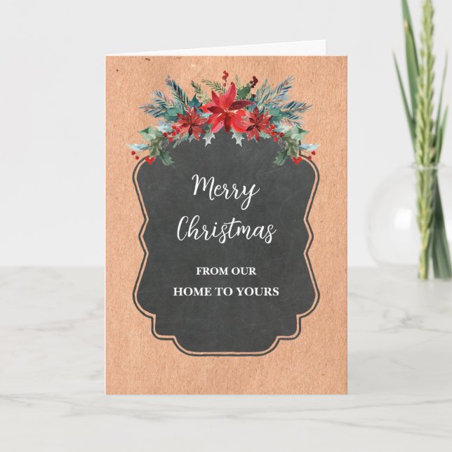 Rustic Flowers Merry Christmas Holiday Card (Front)