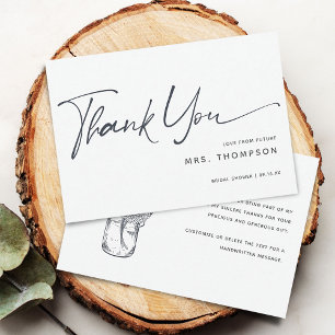 Rustic Flowers Minimal Modern Script Bridal Shower Thank You Card