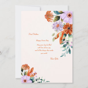 Rustic Flowers Name Day Card