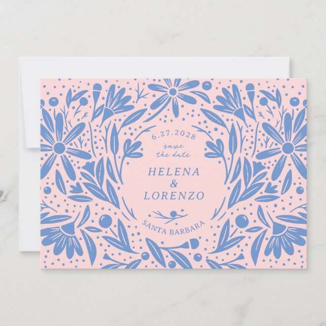 Rustic Flowers Periwinkle Pink Save The Date (Front)