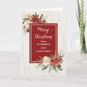Rustic Flowers Son & Family Christmas Card