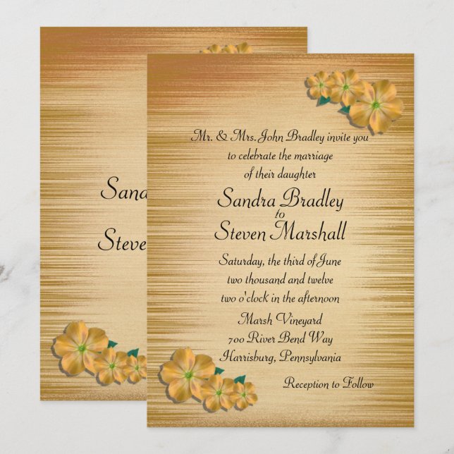 Rustic Flowers Wedding Invitation (Front/Back)
