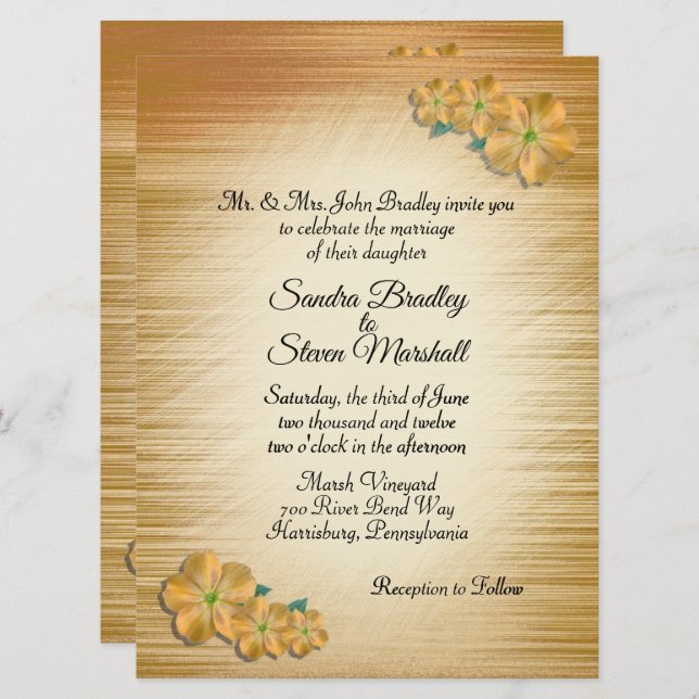 Rustic Flowers Wedding Invitation (Front/Back)