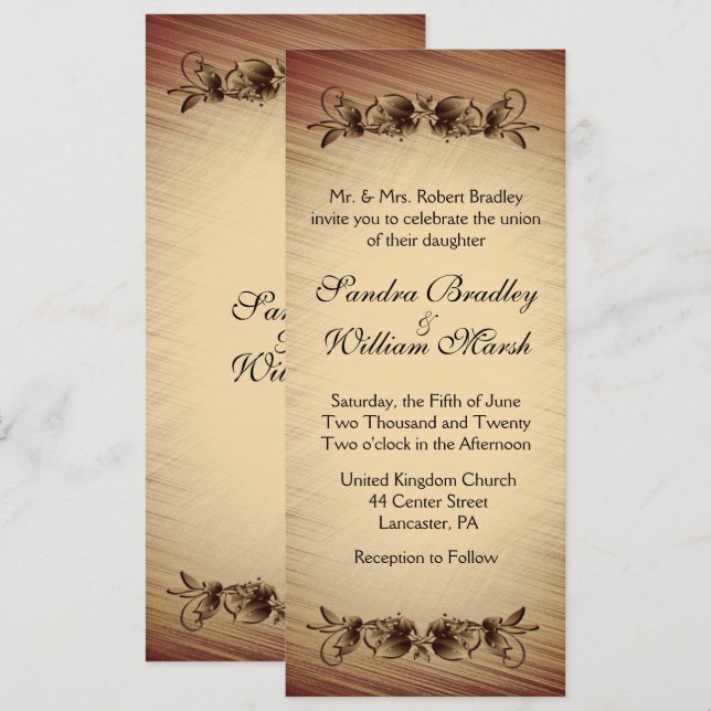 Rustic Flowers Wedding Invitation (Front/Back)