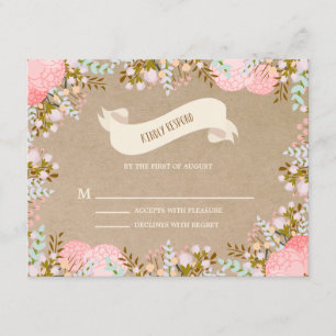 Rustic Flowers Wedding Response Card