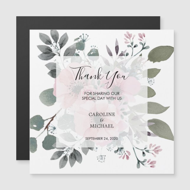 Rustic flowers Wedding thank you magnetic card (Front/Back)