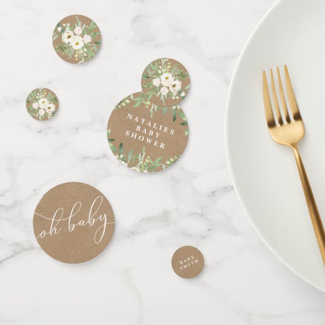 Rustic Foliage and White Baby Shower Confetti (Group)