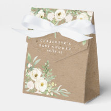 Rustic Foliage and White Baby Shower Favour Box