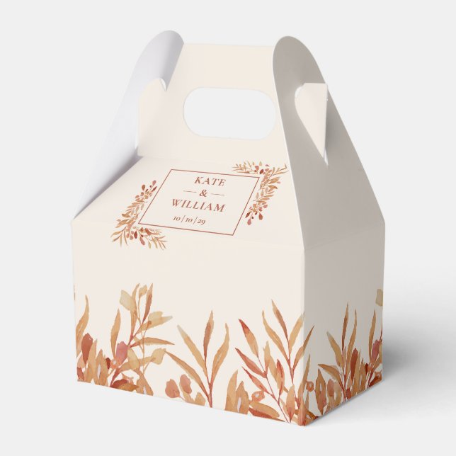 Rustic Foliage Autumn Fall Wedding Favour Box (Front Side)
