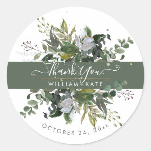 Rustic Foliage Blue Gum Eucalyptus Thank You Classic Round Sticker