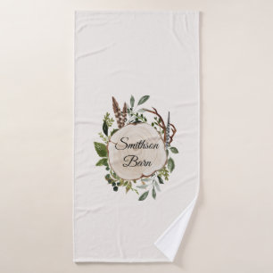 Rustic foliage chalk wood slice   bath towel
