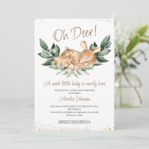 Rustic Foliage Deer Fawn Baby Shower Invitation