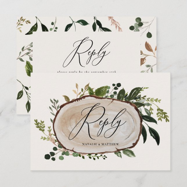 Rustic Foliage Farmhouse Elegant Wedding details Enclosure Card (Front/Back)