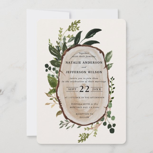 Rustic Foliage Farmhouse Wedding invitation (Front)