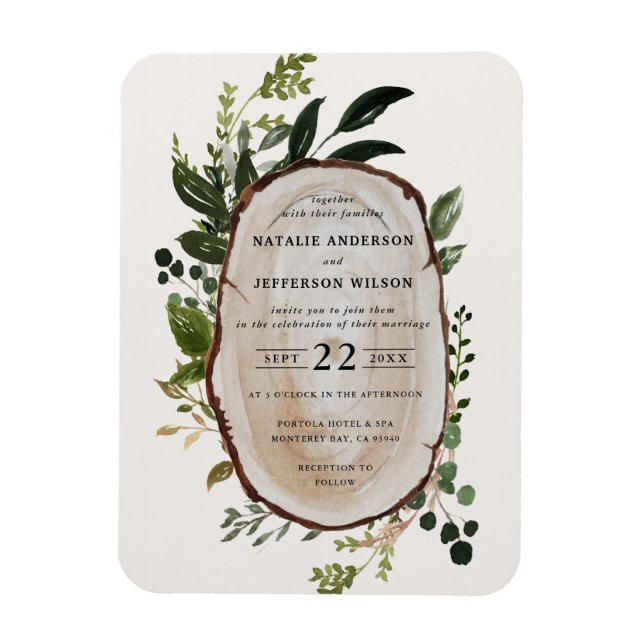Rustic Foliage Farmhouse Wedding invitation Magnet (Vertical)